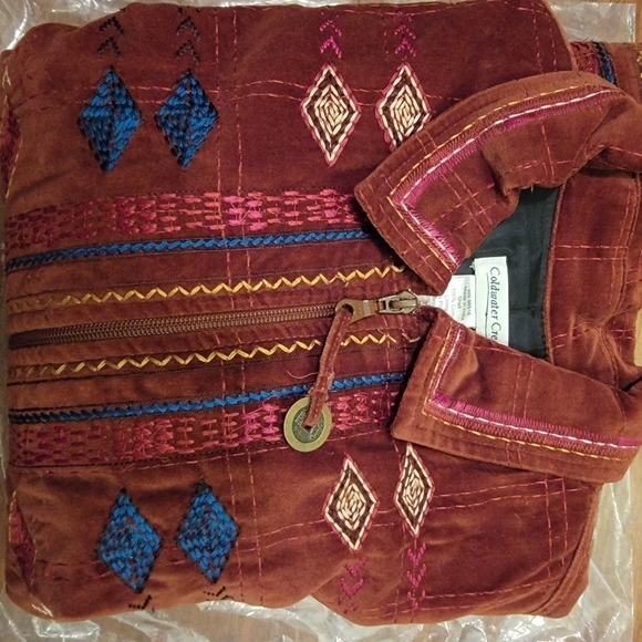 Coldwater Creek Embroidered Boho Zip Up Jacket Size XL - Picture 6 of 8